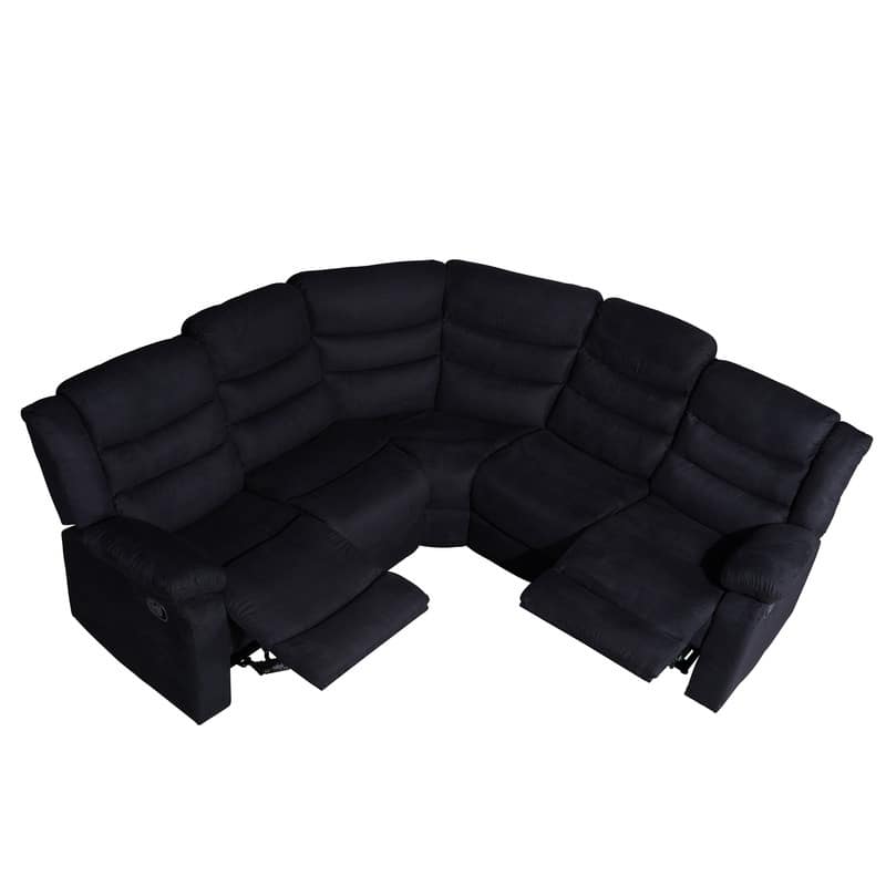 82" Width Polyester/Suede 5-Piece Manual Reclining Sectional Sofa