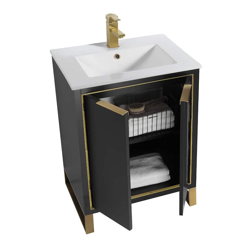 Fine Fixtures Opulence Collection Bathroom Vanity with White Ceramic Sink