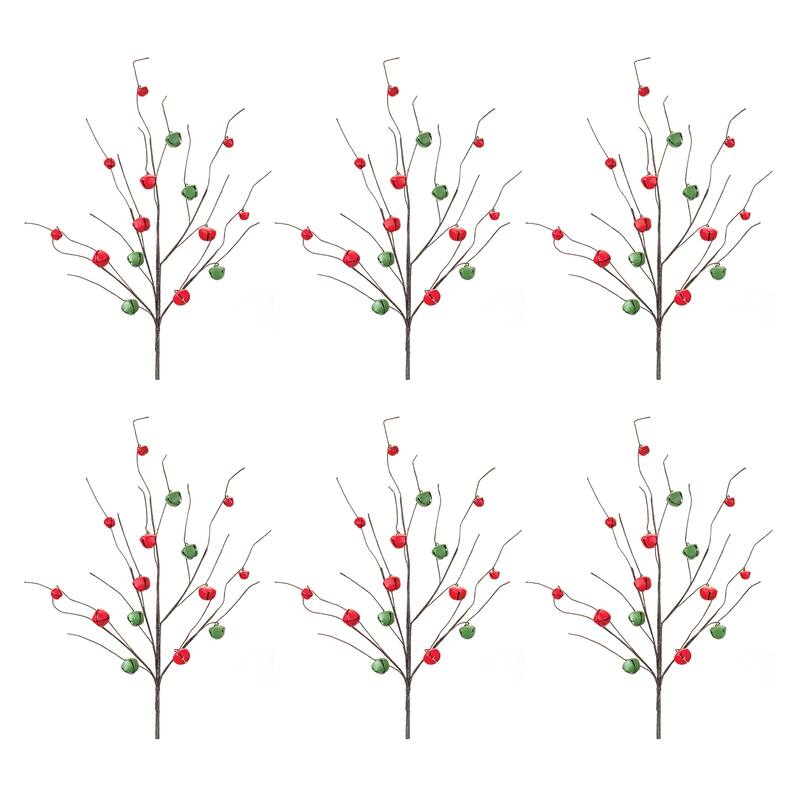 Sleigh Bell Twig Branch (Set of 6) - Brown