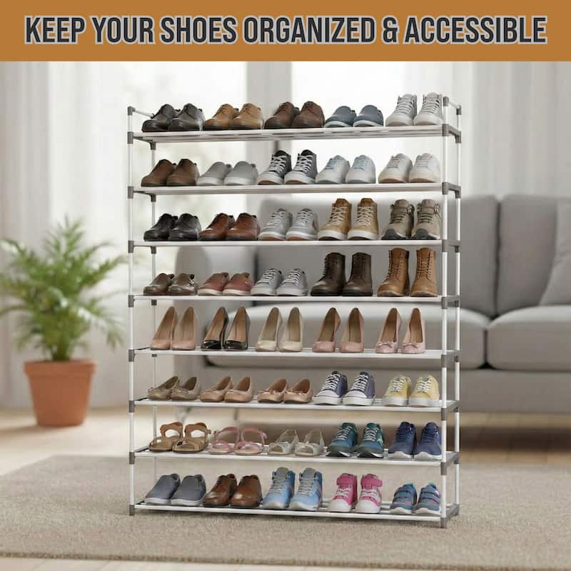 Shoe Rack - Shoe Organizer for Closet, Bathroom, Entryway by Home-Complete (White)