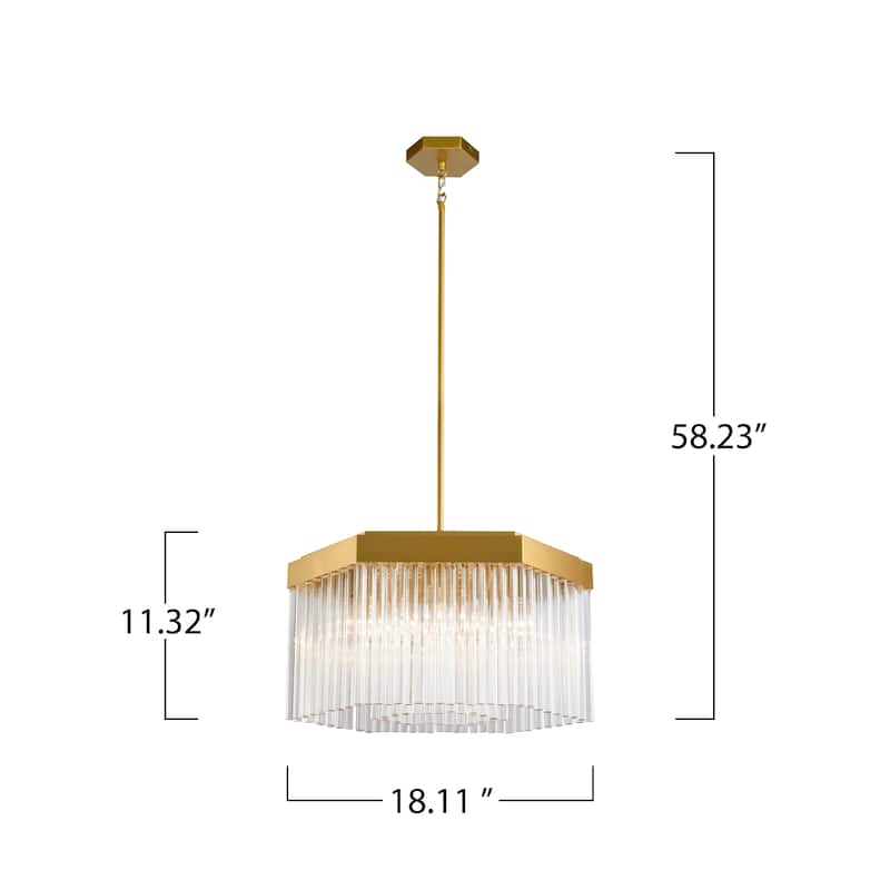 Artcraft Emma 7-Light Chandelier - Brushed Brass with Clear Glass Rods Shade