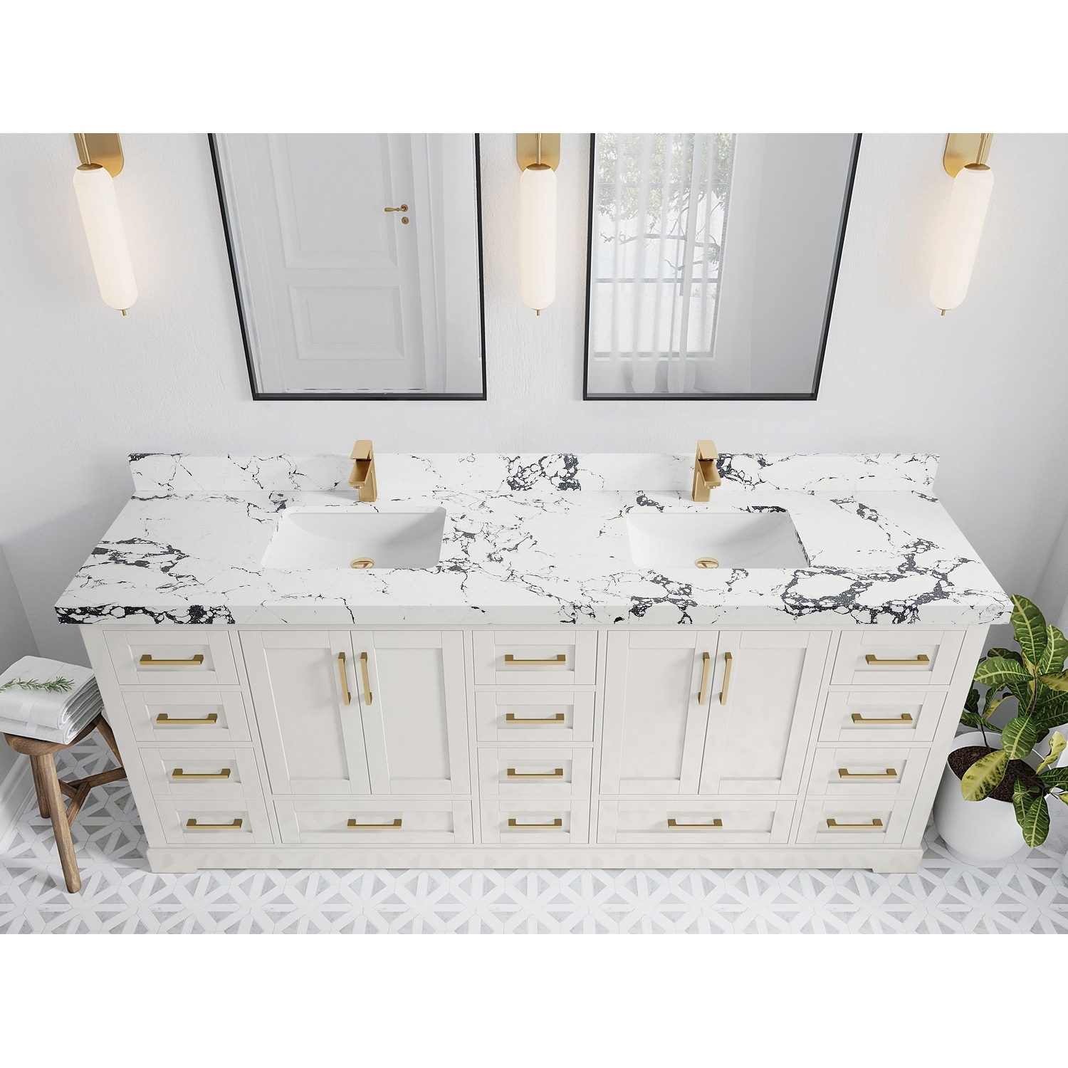 Willow Collections 84 in. W x 22 in. D Boston Double Bowl Sink Bathroom Vanity with Countertop