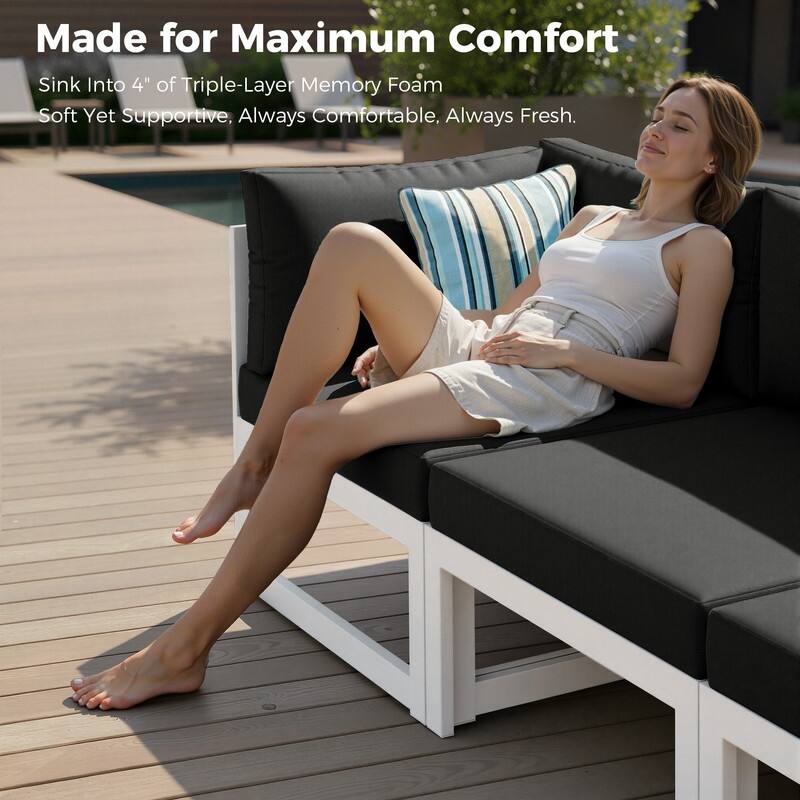 11-Piece Luxury Aluminum Outdoor Furniture Set with Chaise Lounge & Fire Pit Table, 29" Deep Seating Aluminum Patio Sectional