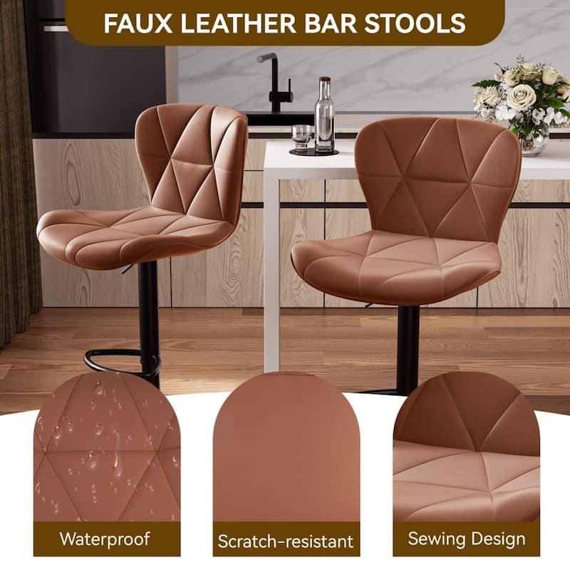 Set of 2 Faux Leather Counter Height Bar Stools
