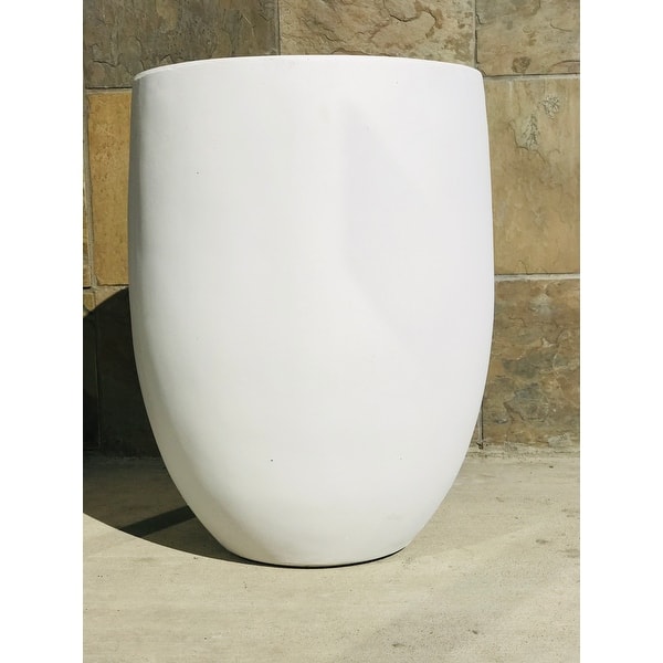 Kante Concrete Outdoor Round Bowl Planter 21 7 Inch Tall Pure White Sale