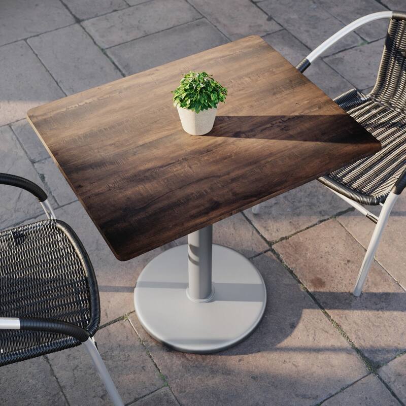 Commercial All-Weather HPL Tabletop with Round Base - 29.75"W x 23.75"D x 29.5"H