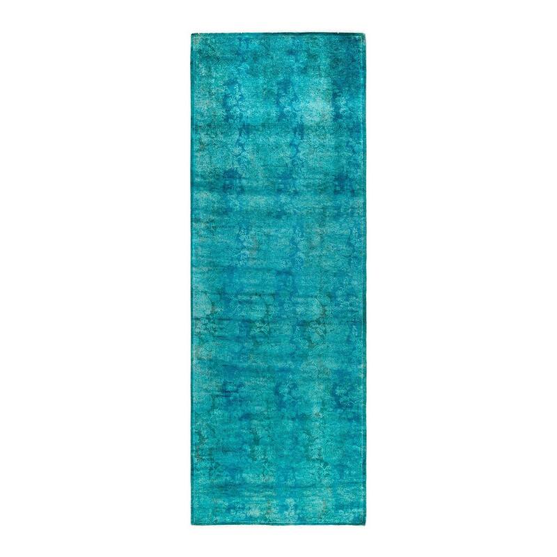 Contemporary Overdyed Wool Hand Knotted Runner - 2' 8" x 7' 10"