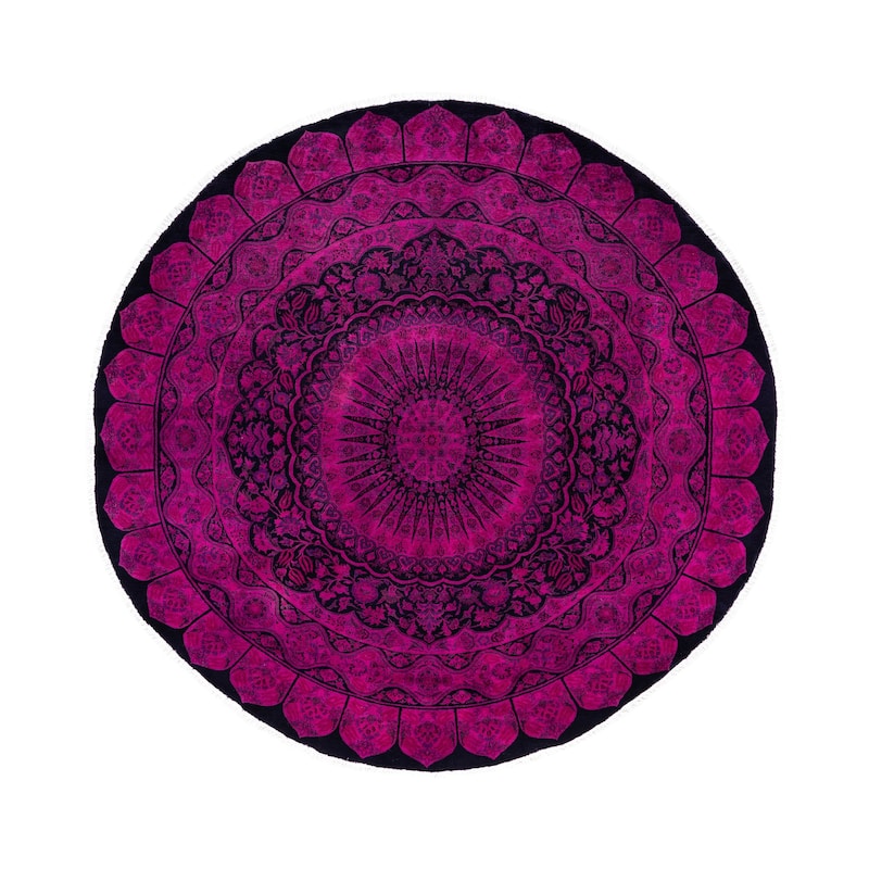 Overdyed One-of-a-Kind Hand-Knotted Area Rug - Purple - 8' 1" x 8' 3"