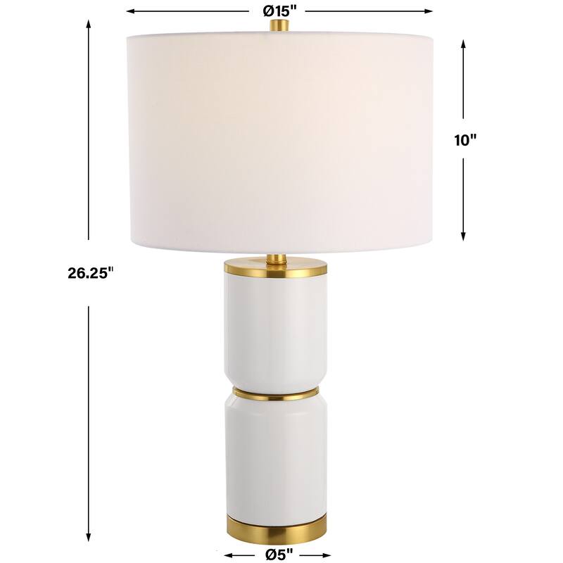 Gloss White Ceramic Table Lamp - 15"W x 26.25"H x 15"D