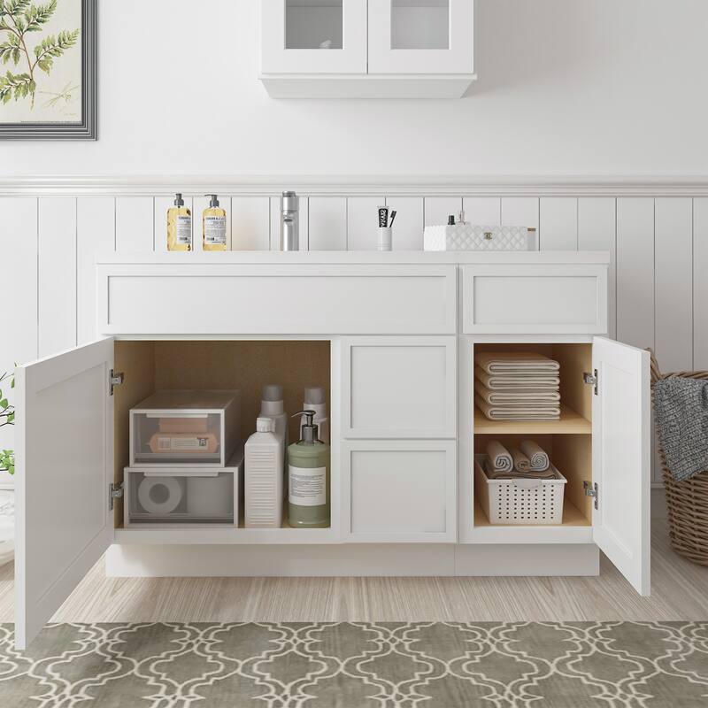 Vanity Art 51" Birch Freestanding Bathroom Vanity Cabinet without Top