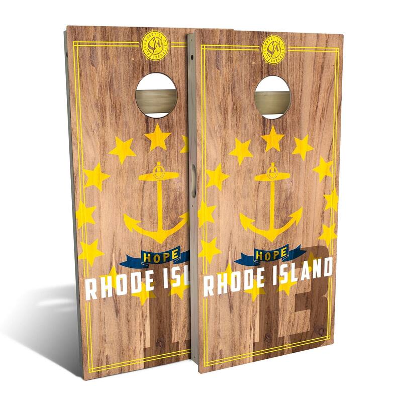 Rhode Island State Flag 2.0 Outdoor Cornhole Board Set - 2x4 Boards (24" x 48") - NO Accessories