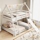 preview thumbnail 8 of 19, Twin Over Queen Bunk Bed Wooden Kids Bed with Climbing Nets and Ramp