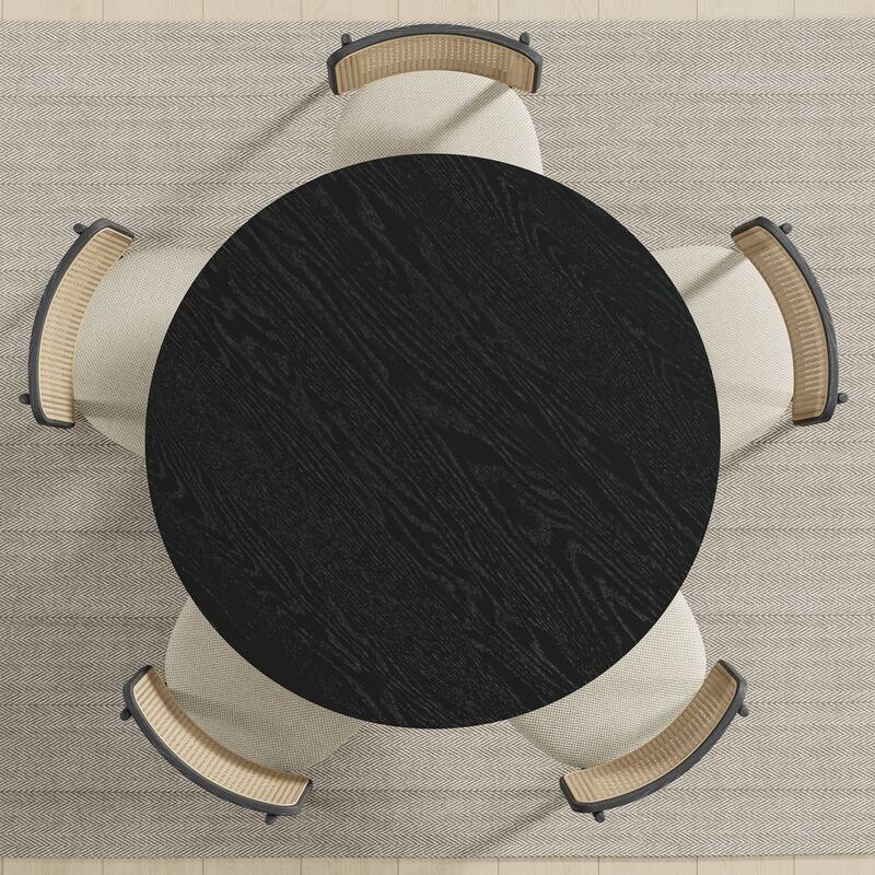 Solid Wood Farmhouse Dining Table Round Wood Top for Modern Dining Rooms & Family Gatherings