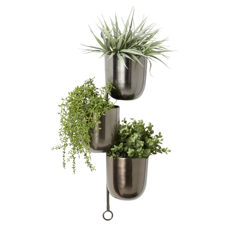 Metal Indoor Outdoor Layered Indoor Outdoor Wall Planter - Gold, Silver, Black, White - Roche River Decor