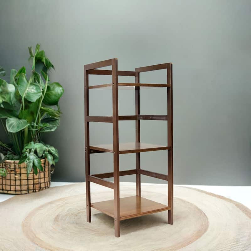 3 Tier Solid Bamboo Frame Stackable Tower Bookshelf - Caramel