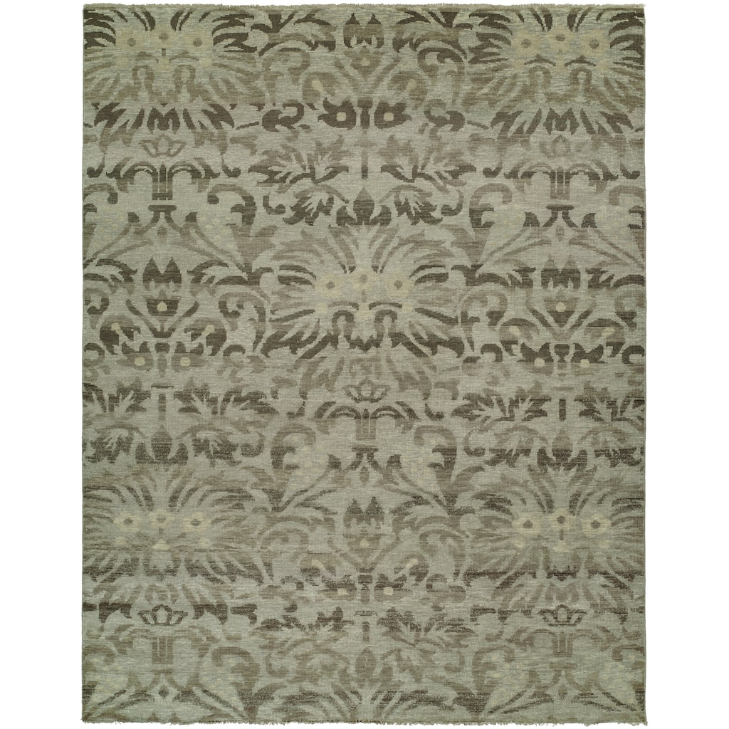 Transitional Multi-Colored Hand-Knotted Wool Area Rug