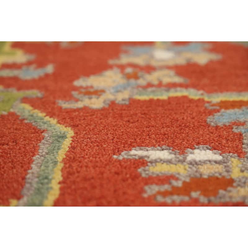 Hand Knotted Oriental 100% Wool Carpet Traditional Medallion Oranges & Rust Heriz (serapi) Area Rug - 9' 9'' X 7' 9''