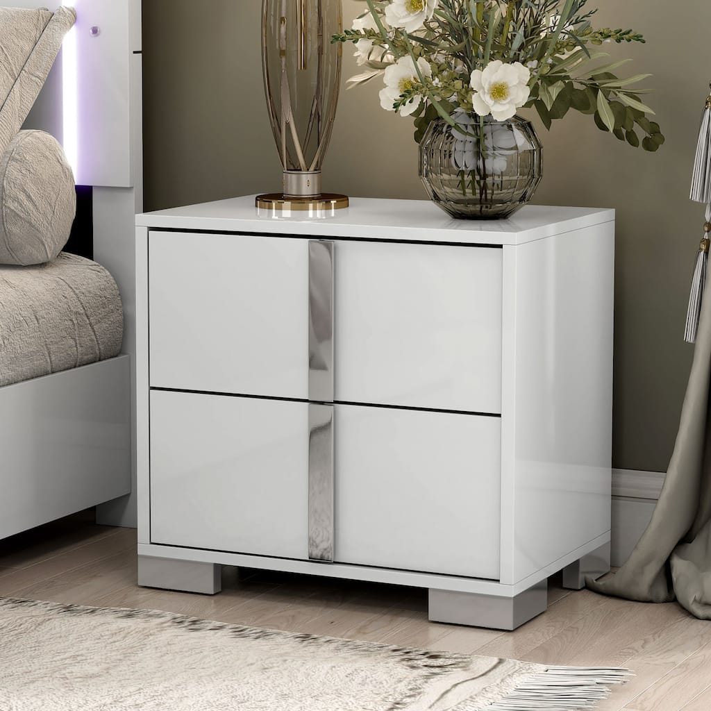 Furniture of America Erina Modern Glossy 2-Drawer Nightstand