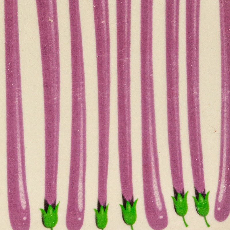 Stoneware Plate with 4 Vegetable Styles - 5.9"L x 5.8"W x 0.8"H