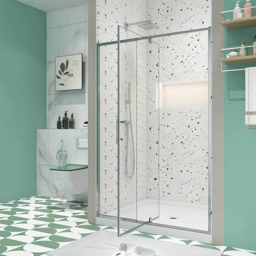 38-42"W x 71"H Piovt Swing Glass Shower Door
