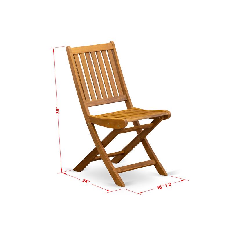 Outdoor Set - Chairs with Slatted Back and Rectangular Table with Wood 4 legs - Natural Oil Finish (Pieces Option) - 72