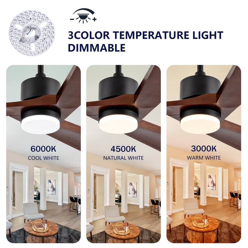 60" Ceiling Fan with Light and Remote, Quiet DC Motor, 6-Speed 5000 CFM