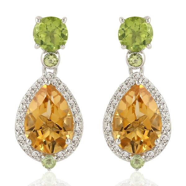 Citrine Amethyst Peridot Blue Topaz Faceted Rutilated Gemstone Natural Solid 925 Sterling Silver Earring Jewelry Drop Dangle Earring GTER-02
