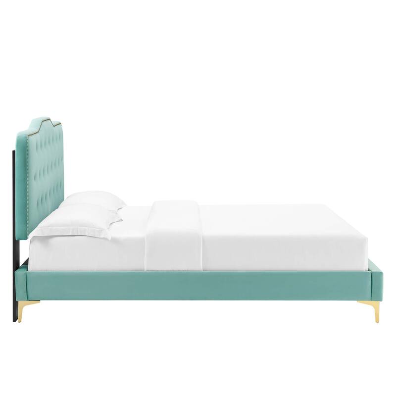 Amber Tufted Performance Velvet Twin Platform Bed