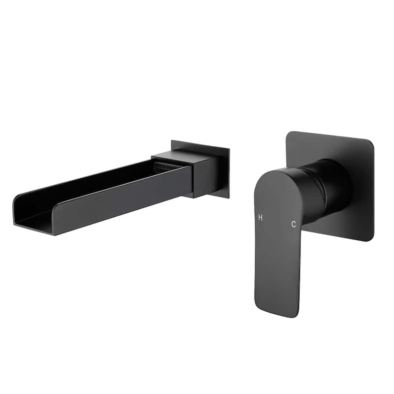 Wall Mounted Tub Faucet Waterfall Modern Double Holes Bath Tub Spout with Single Handle Tub Fillers with Pressure Balance Valve