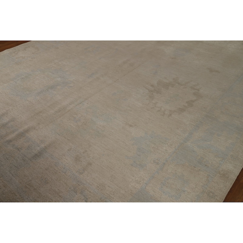 Vegetable Dye Oushak Turkish Area Rug Handmade Oriental Wool Carpet - 9'0"x 11'10"