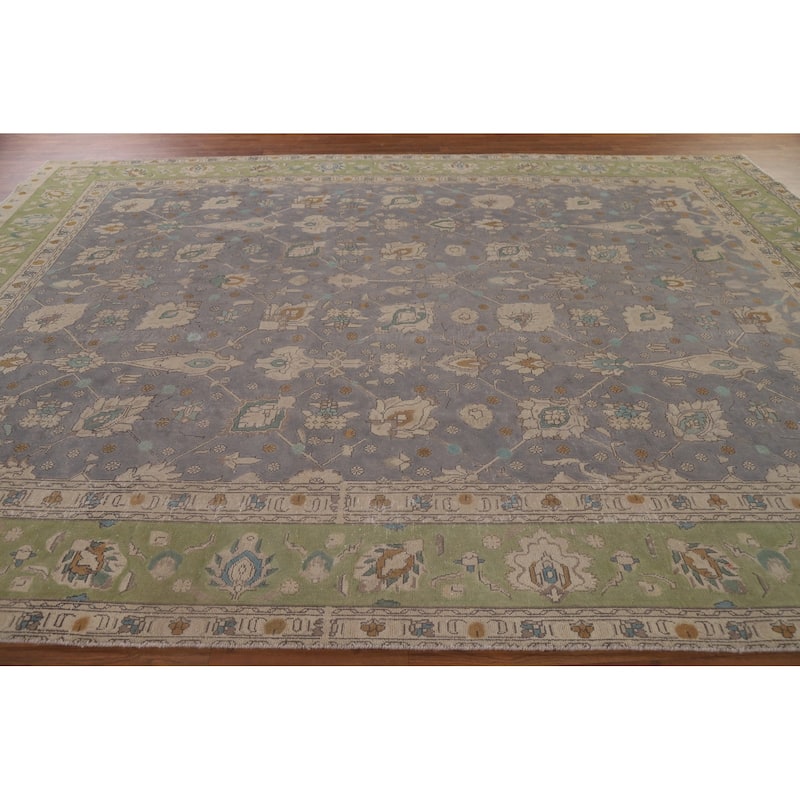 Vintage Distressed Over-Dyed Tabriz Persian Rug Handmade Wool Carpet - 9'6" x 12'7"