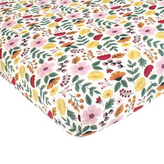 Hudson Baby Infant Girl Cotton Fitted Crib Sheet, Fall Botanical, One Size - Fall Botanical - One Size