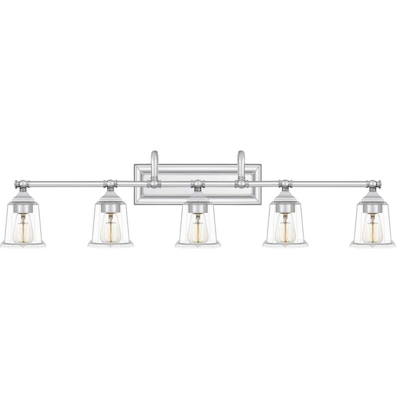 Roseto Barry 5 Light 42" Wide Bathroom Vanity Light - Polished Chrome