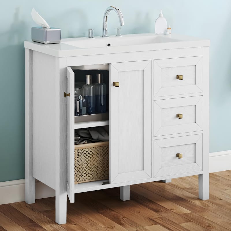 Moasis 36"/42" Bathroom Vanity with Sink Set and 2 Soft-Closing Doors & 3 Drawers