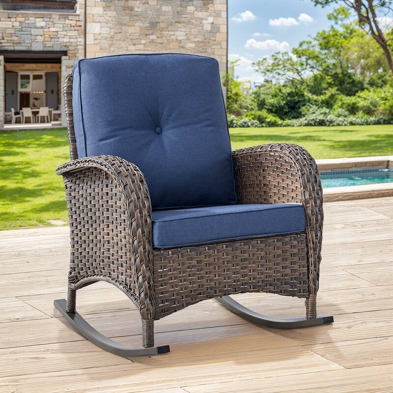 Gymojoy Comfortable PE Rattan Wicker Outdoor Rocking Chair for Outdoor