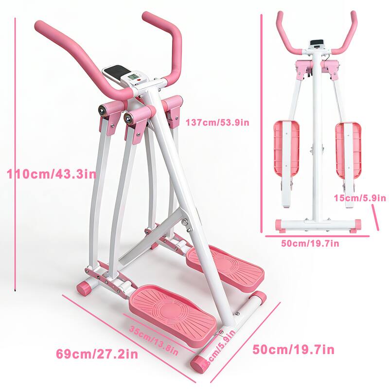 Air Walking Elliptical Machine, Foldable Cardio Cross Trainer Glider for Full-Body with LCD Display
