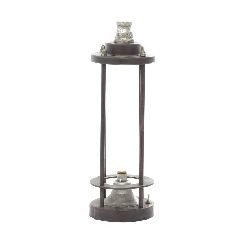 Metal Battery Operated Room Accent Lamp with Included Fixed LED Light - Brown - Roche River Decor