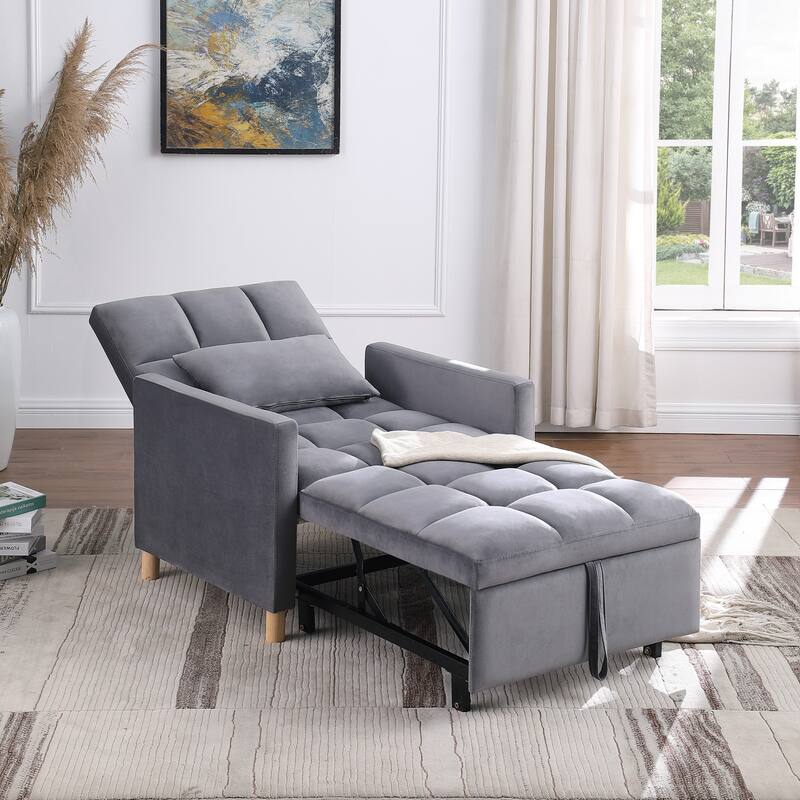 Convertible Sleeper Sofa Chair Bed, Adjustable Chair with Pillow, Multi-Functional Sleeper Chair