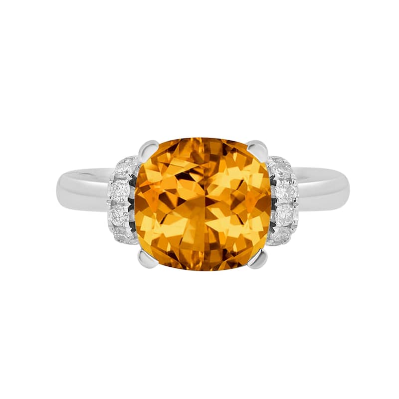 Auriya Unique 3 3/8ct Cushion-cut Citrine and Diamond Engagement Ring 1/5cttw 14k Gold