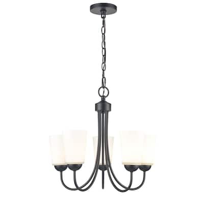 Millennium Lighting Ivey Lake 5 Light Chandelier in Multiple Finishes with Frosted Glass Shades