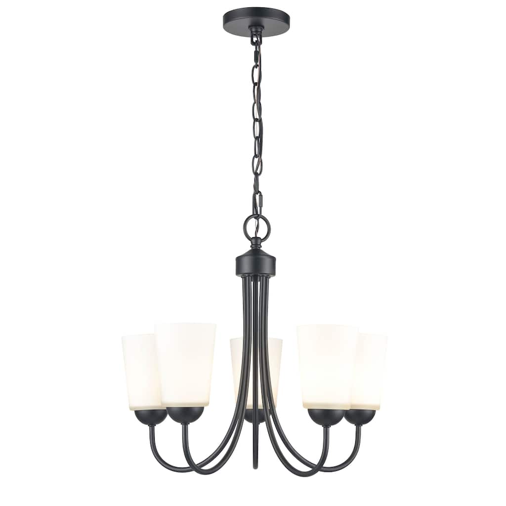 Millennium Lighting Ivey Lake 5 Light Chandelier in Multiple Finishes with Frosted Glass Shades
