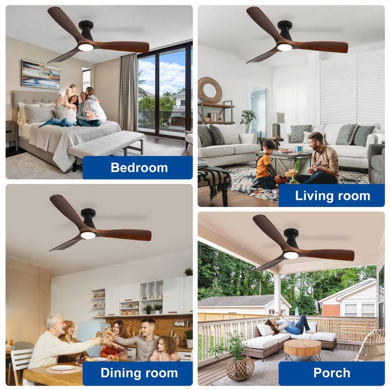 Ceiling Fan Without Light: 42-52 Inch 3 Blade Indoor Outdoor Fans for Patios