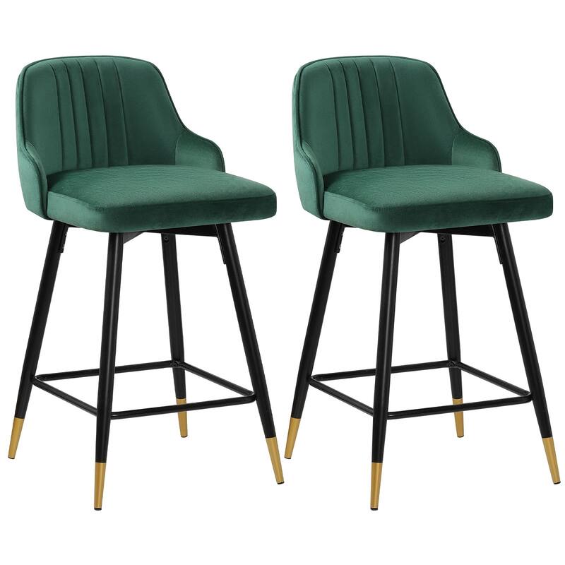 Modern Velvet Upholstered Swivel Counter/ Bar Stools Set of 2/4