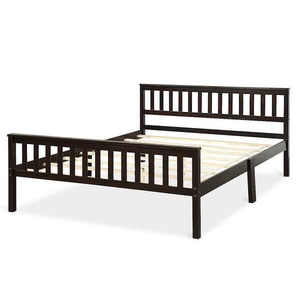 Queen Wood Platform Bed Frame With Headboard And Footboard In Espresso Pictured Overstock 30668213 Wood finished headboard and frame feature a plus, it features the outstanding mattress support of wide, closely spaced wooden slats that help. usd