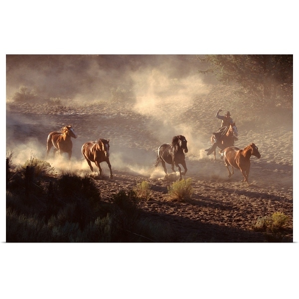"Wrangler with horses" Poster Print