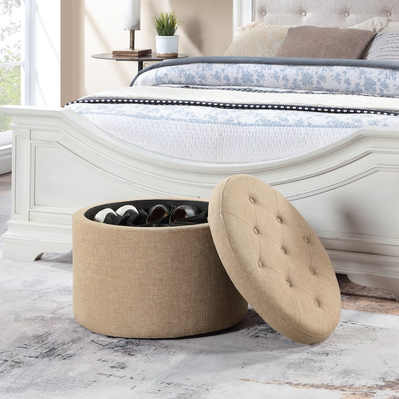 Convenience Concepts Designs4Comfort Round Shoe Storage Ottoman