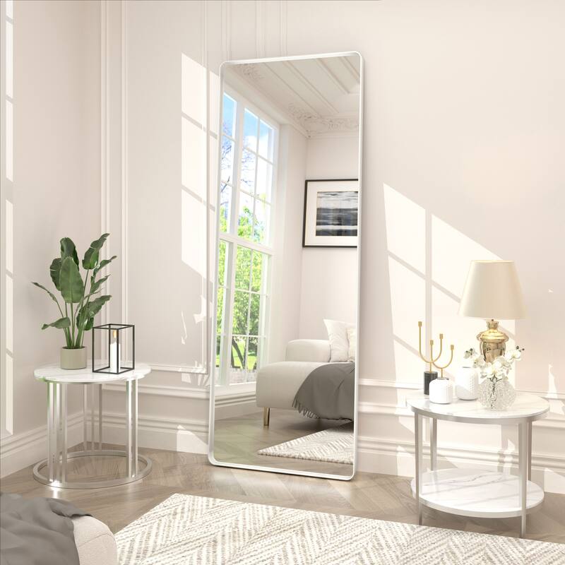 Modern Metal Frame Wall Mounted Bathroom Vanity Mirror - 65x21 - White