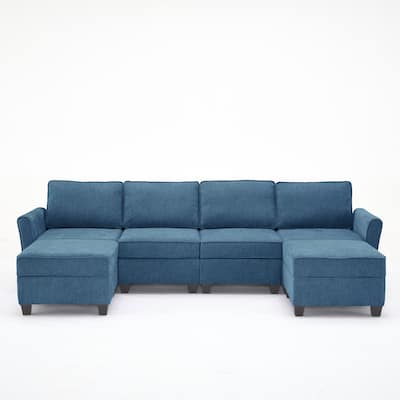 Chenille Multi-Configuration Sectional Sofa with Storage and Adjustable Armrest/Backrest