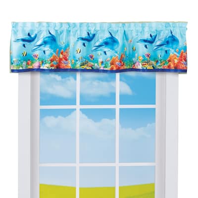 Dolphins and Tropical Fish Window Valance - 7.630 x 6.000 x 1.000