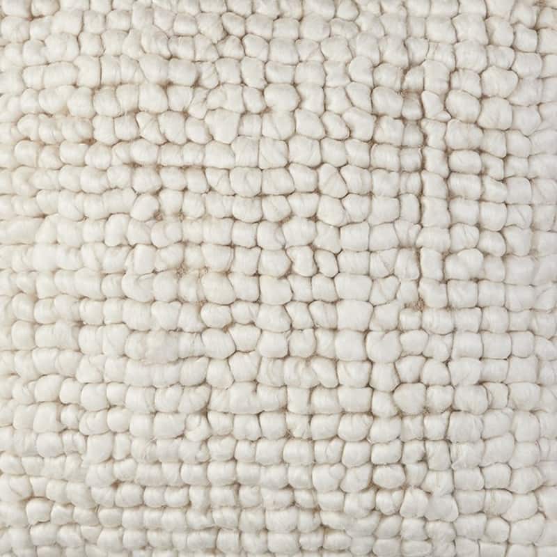 Throw Pillow Set of 4, 20 Inch, Modern Looped Design, Soft White Cotton